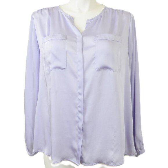 Liz Claiborne PLUS Size 2X Satiny Dressy Long Sleeve Blouse Pockets Top Office - Picture 1 of 8